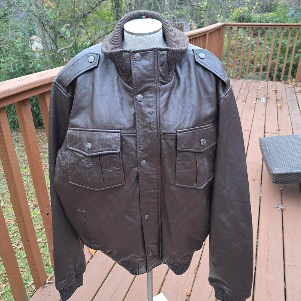 %KNOLES & CARTER Lambskin Leather Jacket Brown 4XL Men. NWT valued at $599.99
